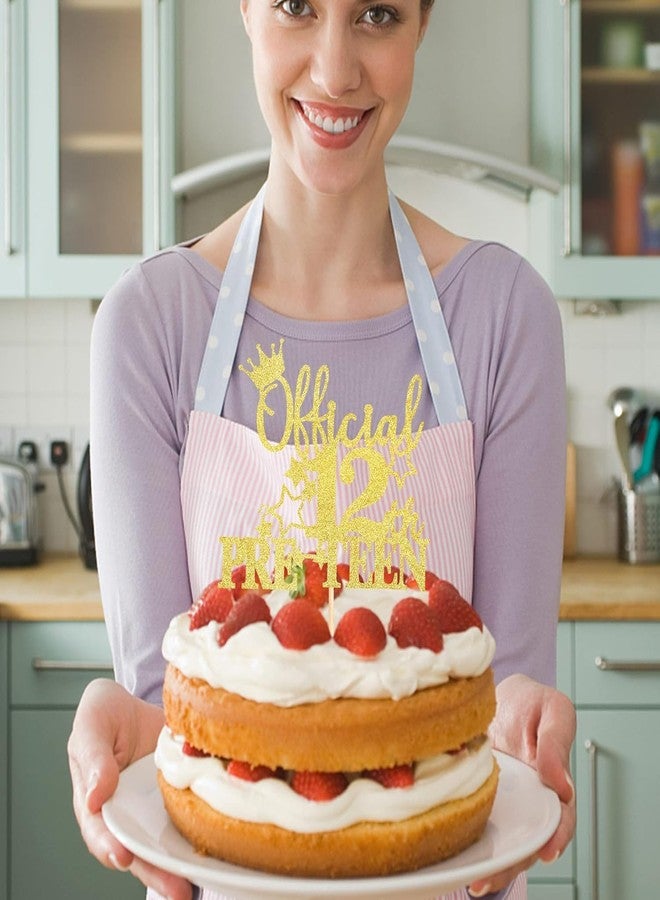 Confetti! 1pc Golden Official Pre-teen 12 Cake Topper Glitter Happy 12th Birthday Cake Pick Cheers to 12 Years Old Cake Decorations for Teen 12th Birthday Party Supplies (Gold) - Image 4